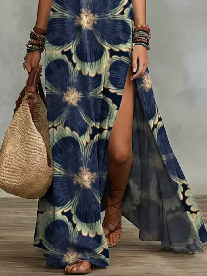 Esmée™ | Halter Neck Boho Side-Split Maxi Dress