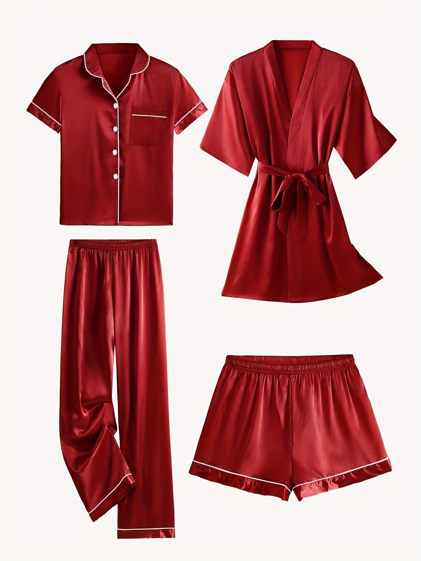 Lavonne™ | 4-Piece Pajama & Mid-Sleeve Robe Set