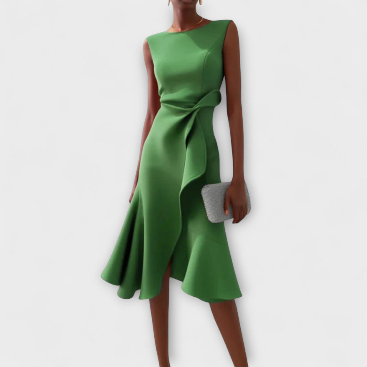 Women’s Draped Asymmetric Midi Dress