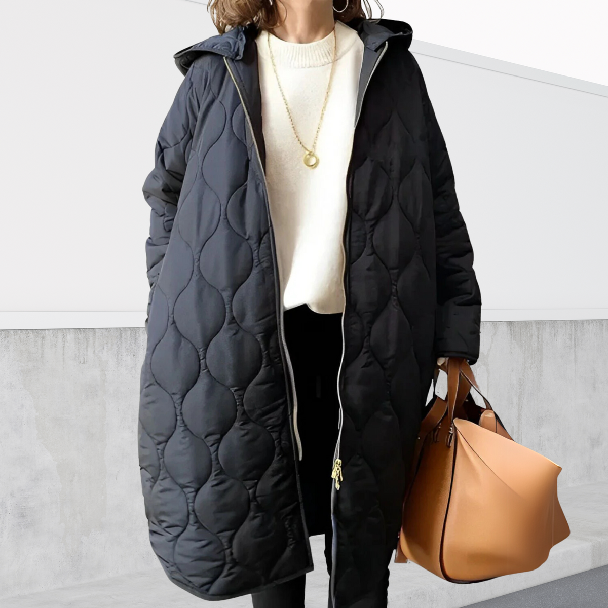 Women's Oversized Hooded Parka with Unique Accents