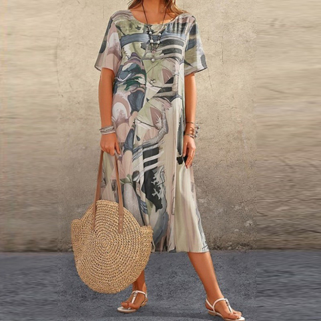 Priscilla™ | Women's Mid-Calf Short Sleeve Midi Dress