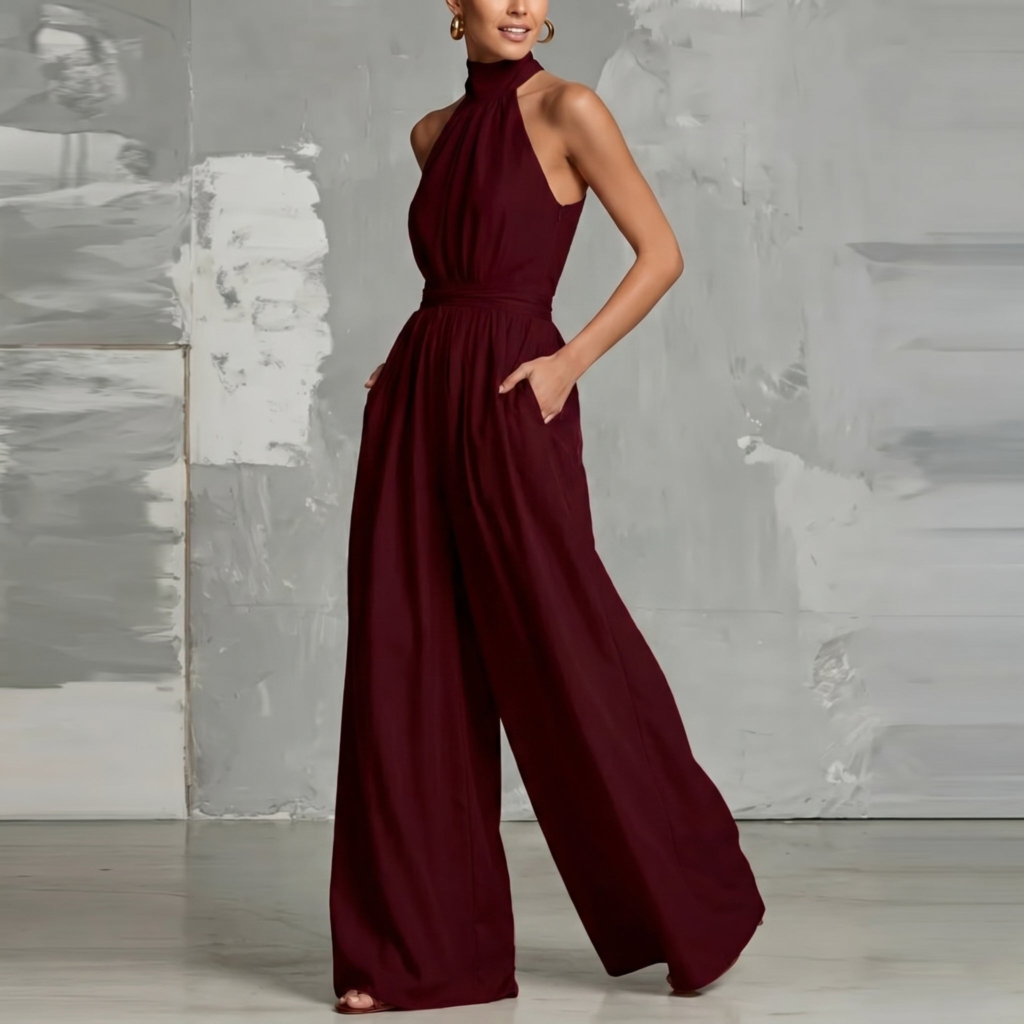 Laurel™ | Halter Neck Wide-Leg Jumpsuit