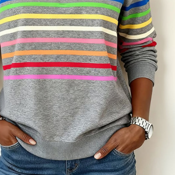 Dawnray™ | Relaxed Colorful Striped Quarter-Zip Pullover