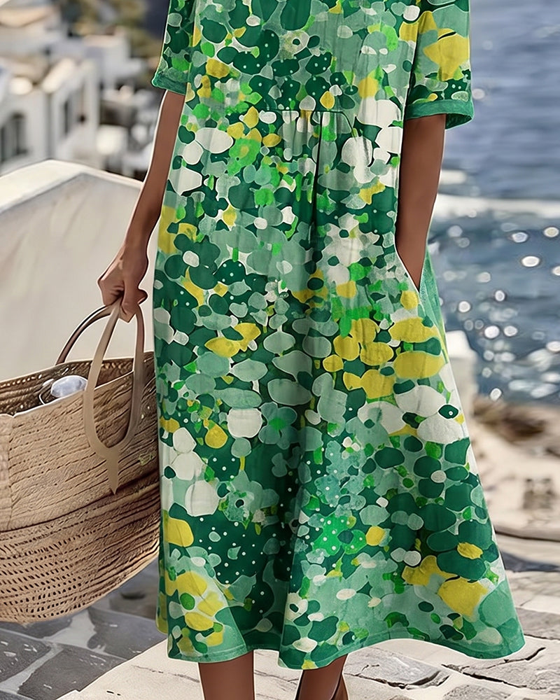Floralie™ | Elegant Floral Summer Midi Dress