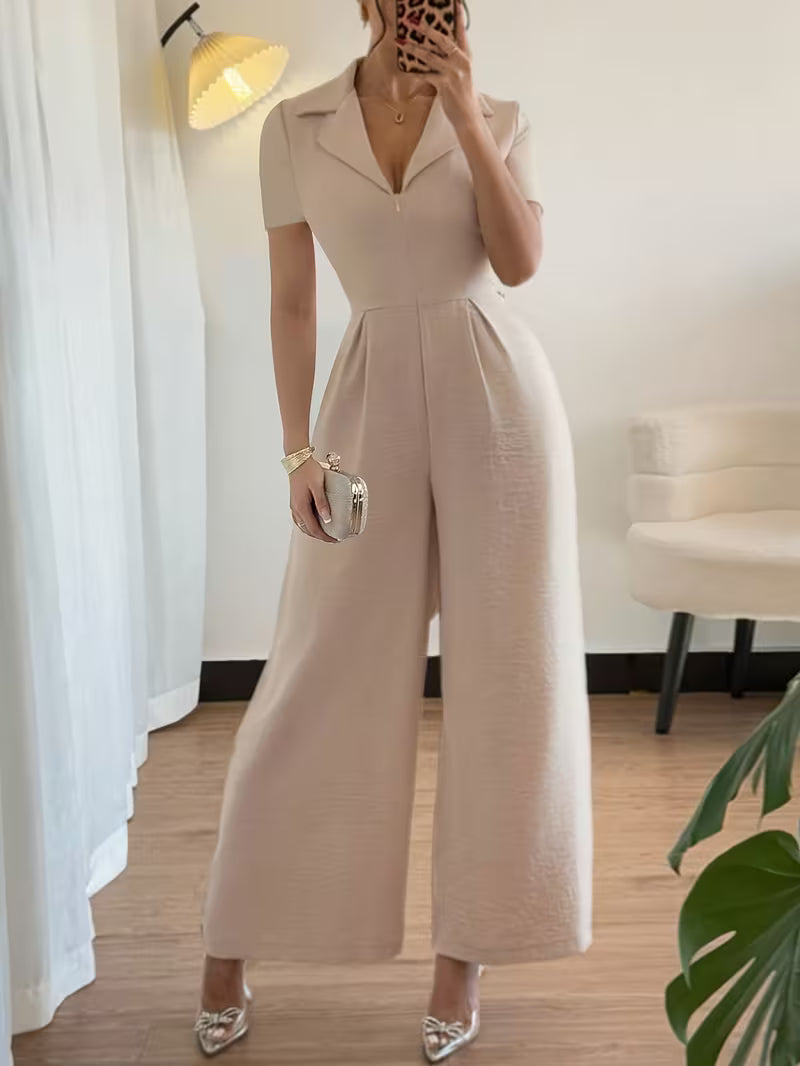 Rexelle™ | Elegant Collared Wide Leg Jumpsuit
