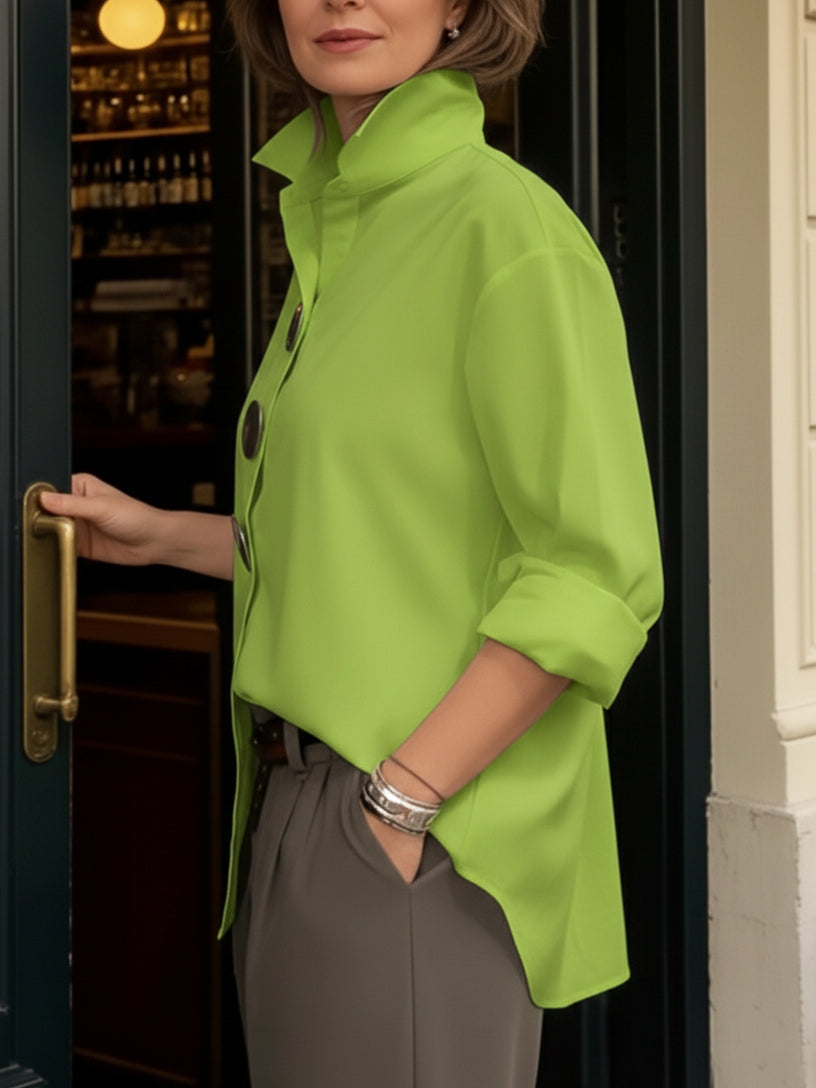 Marcella™ | Statement Button Stand Collar Shirt