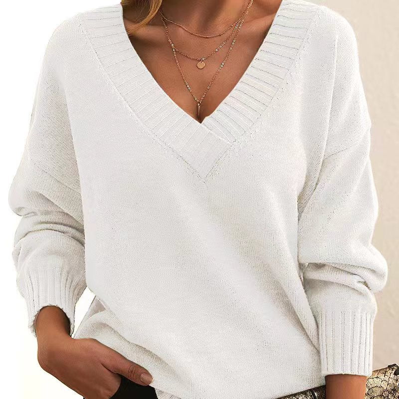 Marvaine™ | V-Neck Relaxed Pullover Sweater