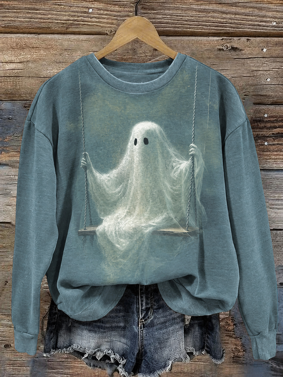 Women's Halloween Ghost Print Sweatshirt