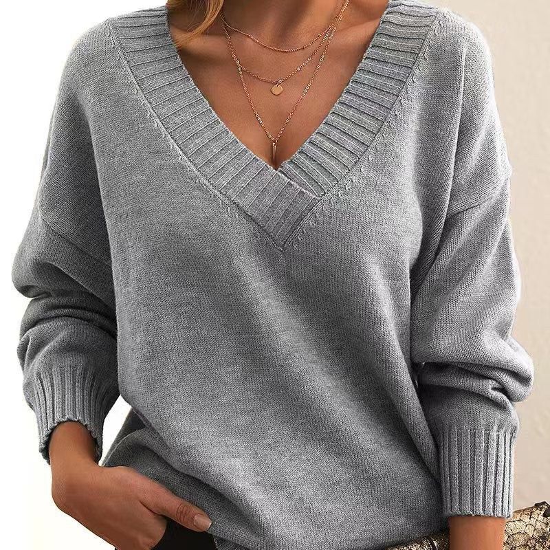 Marvaine™ | V-Neck Relaxed Pullover Sweater
