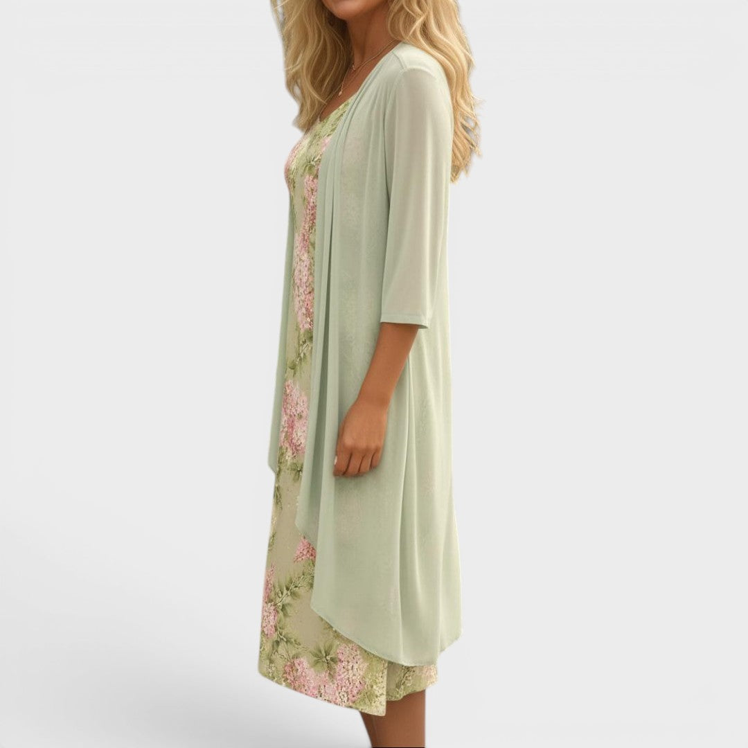 Linnette™ | Layered Floral Chiffon Dress Set