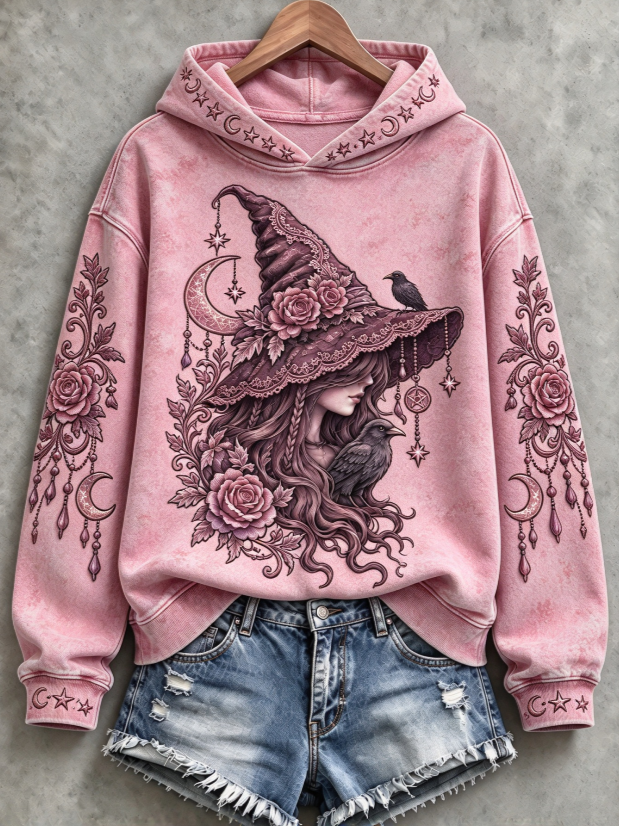 Women's Halloween Witch Print Sweatshirt