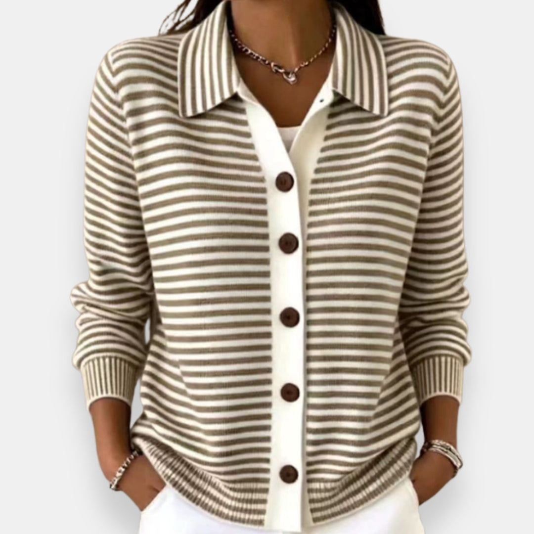 Clarissa™ | Striped Button-Front Cardigan