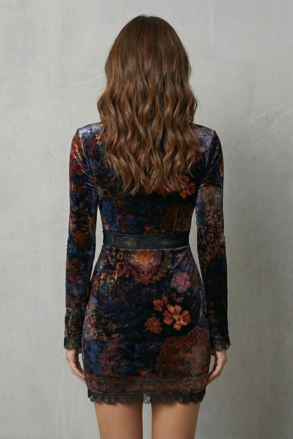 Rowenna™ | Baroque Lace Plunge Mini Dress