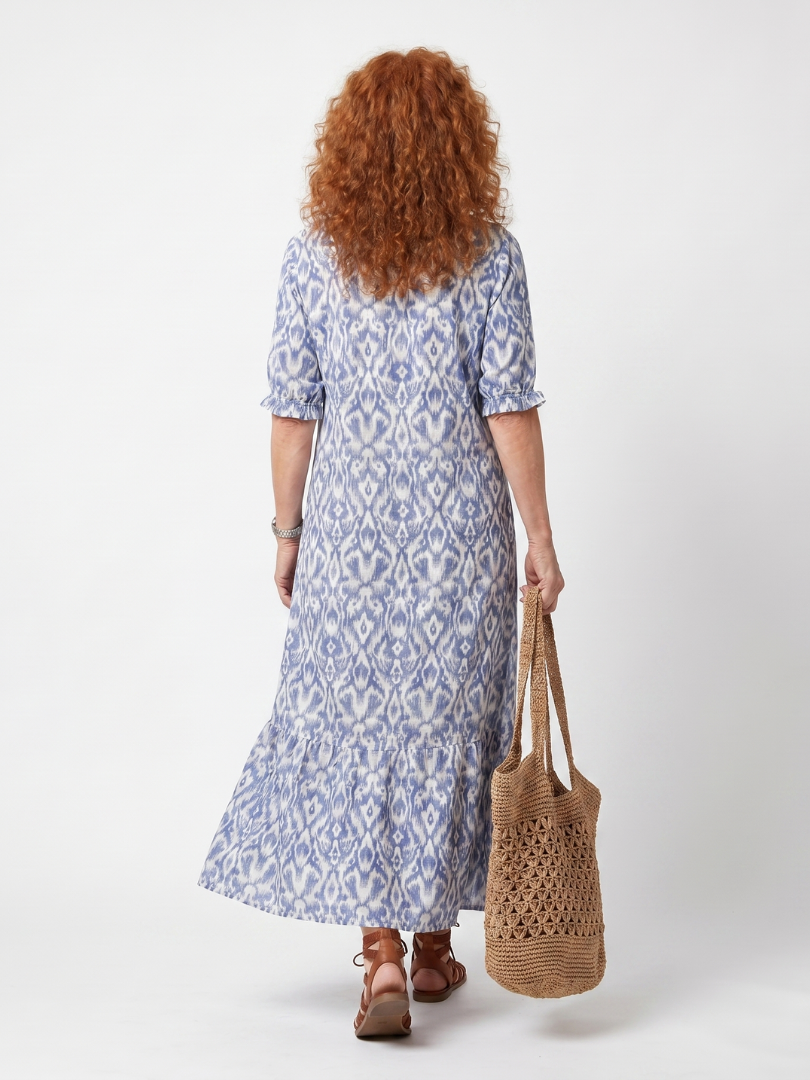 Camille™ | Tassel Tie Neck Printed Midi Dress