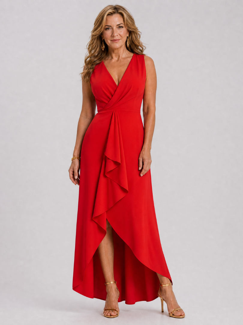 Celeste™ | Sleeveless Wrap High-Low Midi Dress