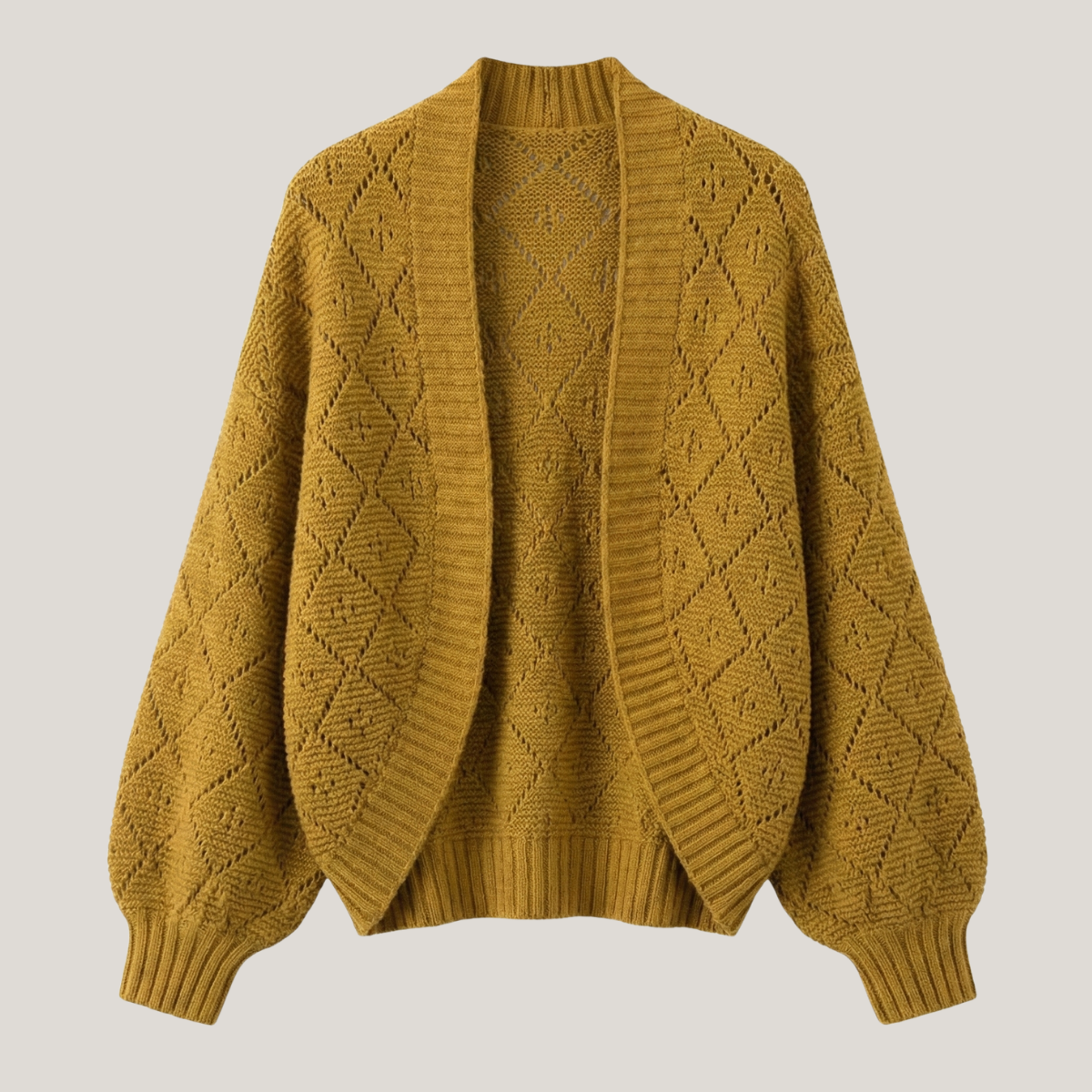 Ivessa™ | Open-Front Diamond Knit Cardigan