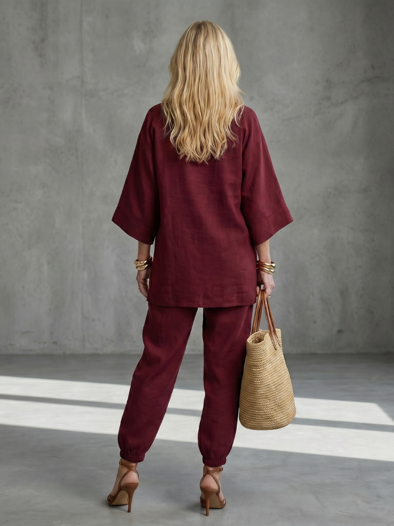Oriana™ | V Neck Tunic & Gathered Trouser Set