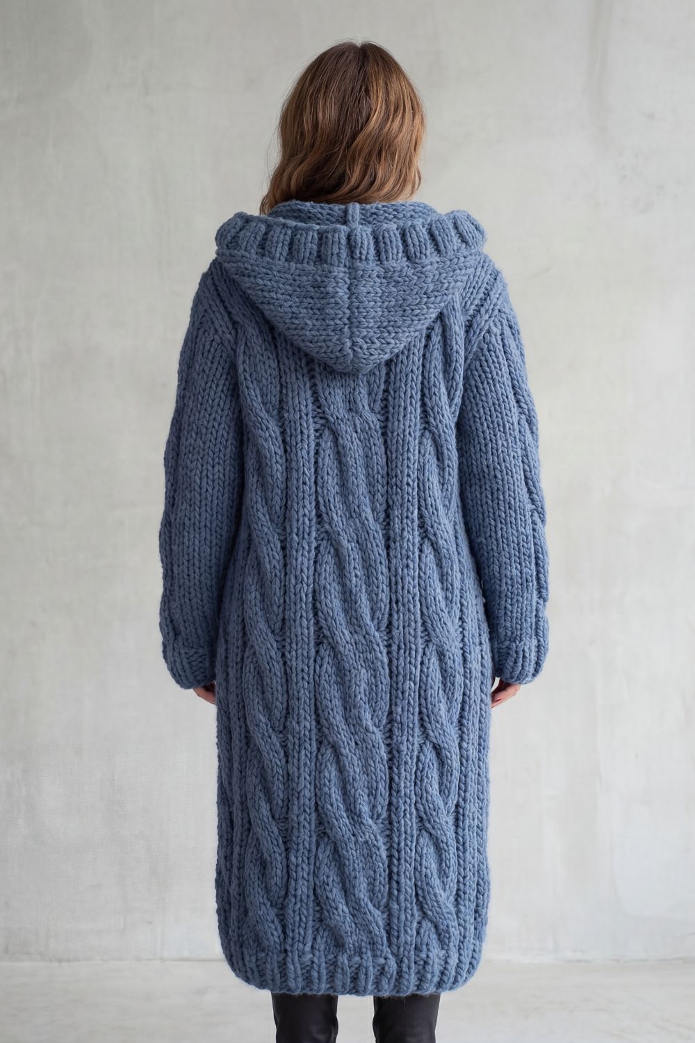 Women's Oversized Cable Knit Hooded Cardigan Coat