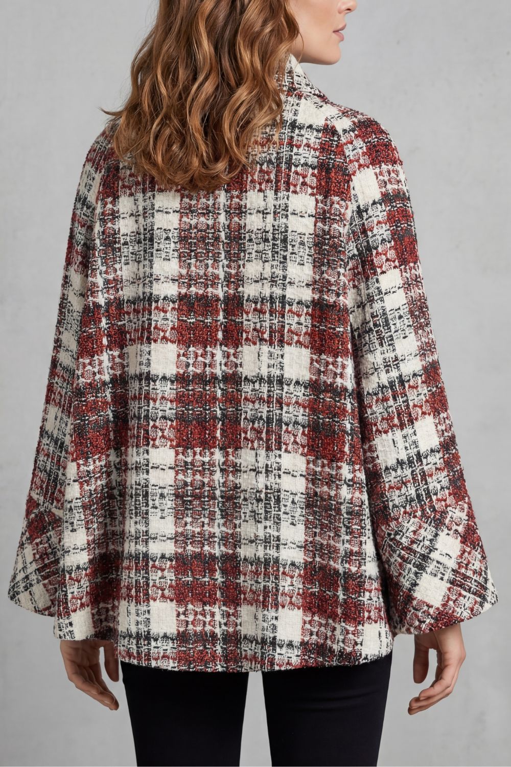Women's Vintage Check Flair Wool Cape Coat