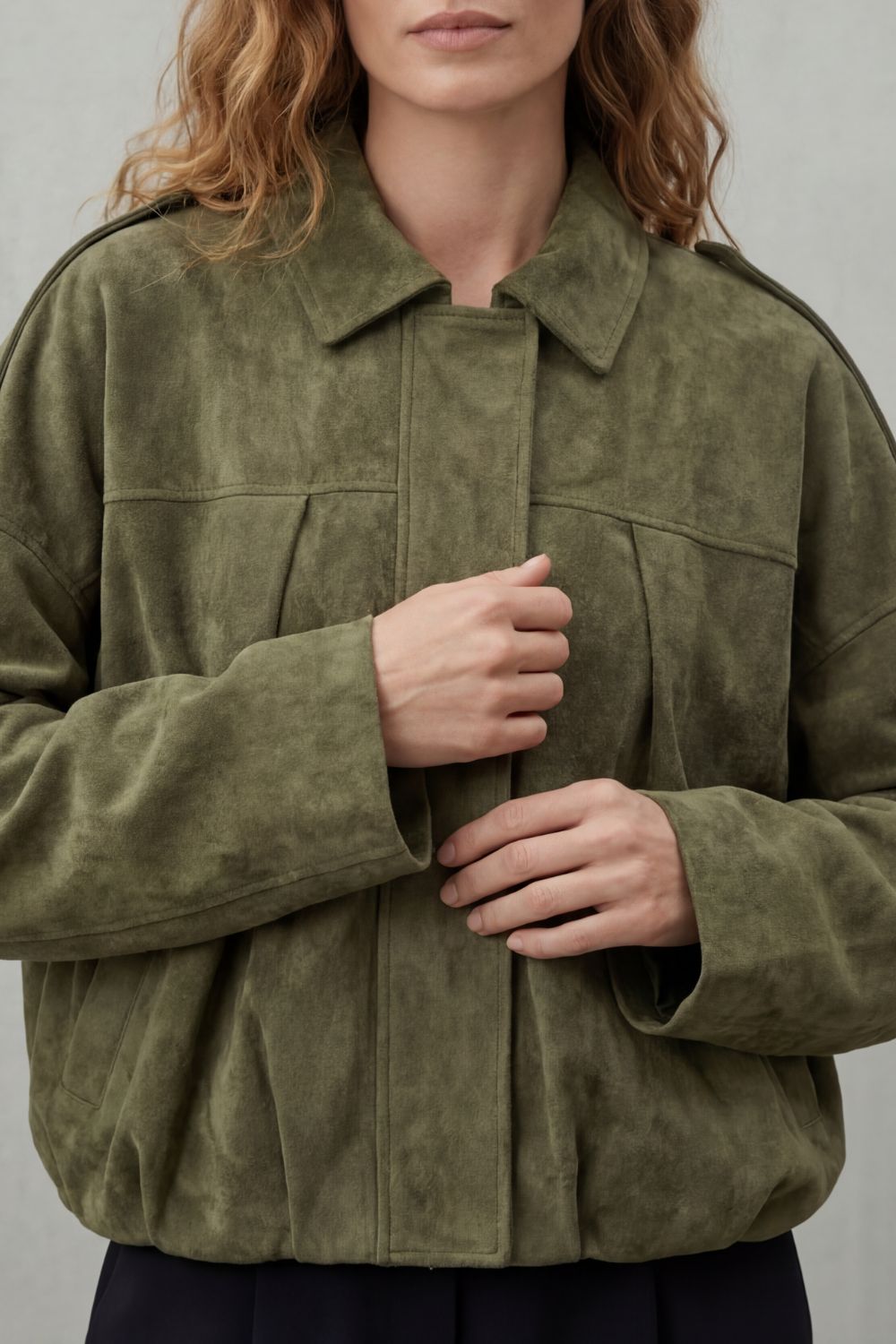 Women's Sculpted Volume Suede Bomber Jacket