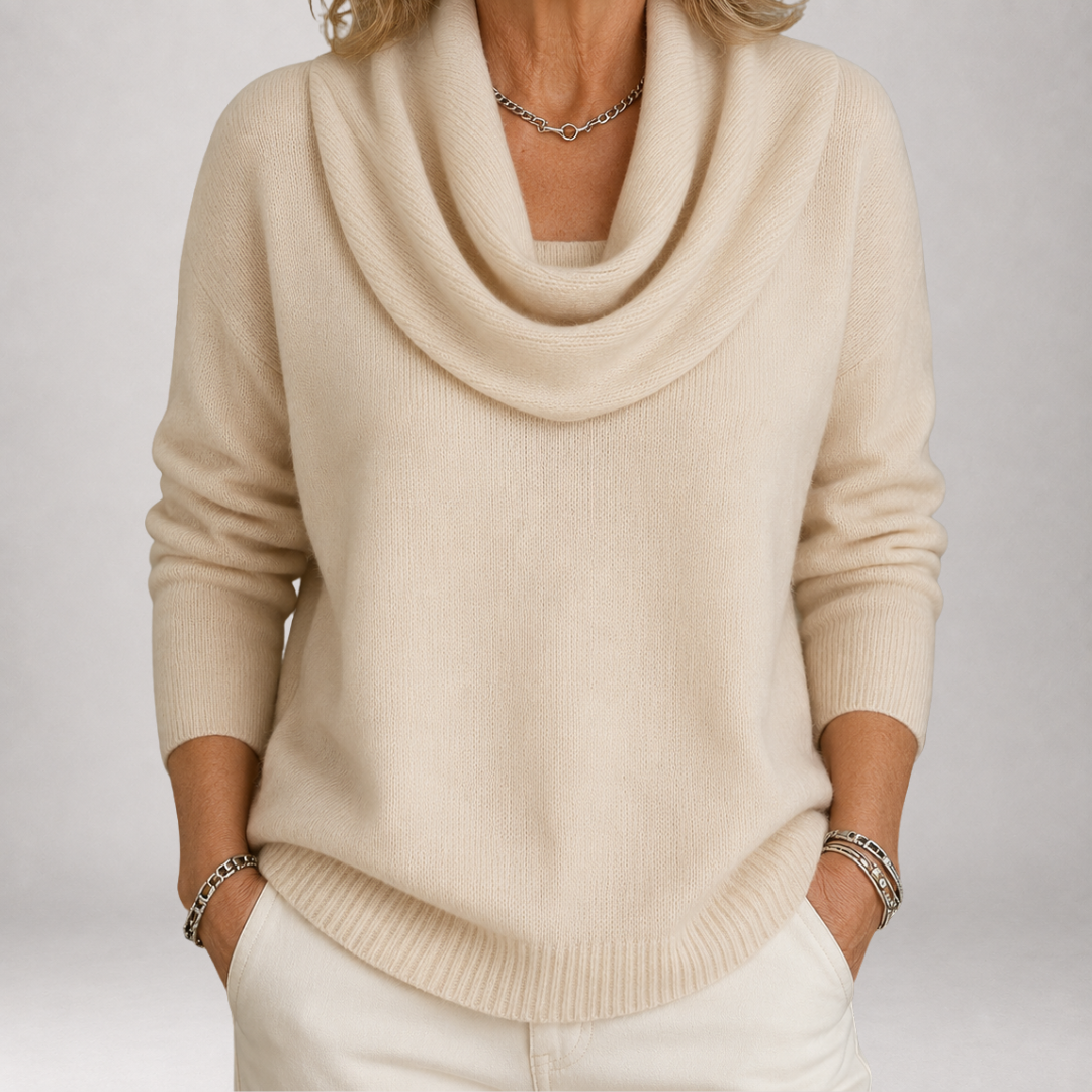 Delphie™ | Draped Cowl Neck Sweater