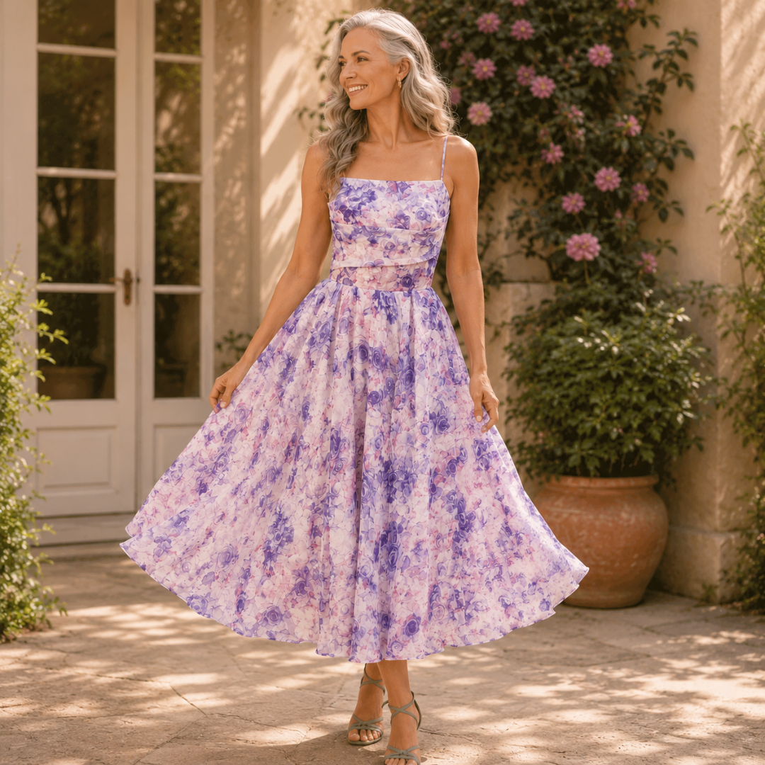 Simone™ | Floral Print Strapless Midi Dress