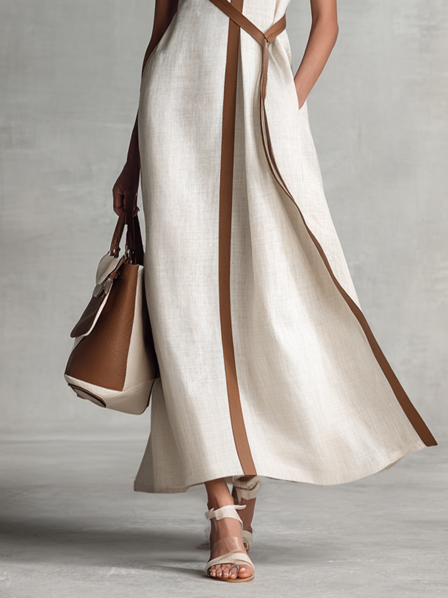 Cordelia | Sleeveless V-Neck Tie-Waist Maxi Dress