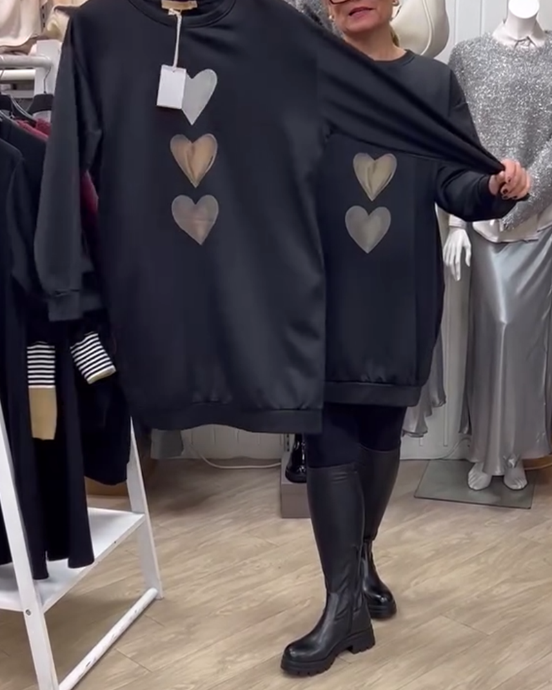 Jane | Elegant Heart Print Sweatshirt