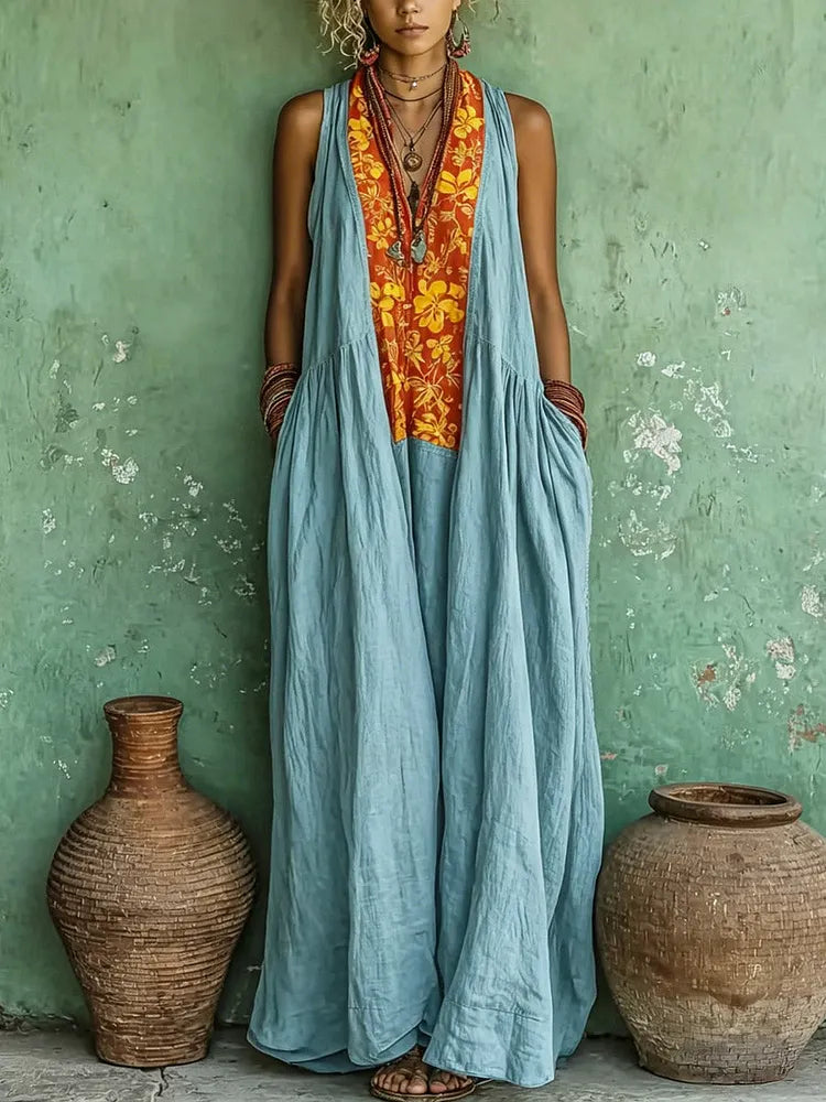 Rosalind™ | Retro Ethnic Floral Dress