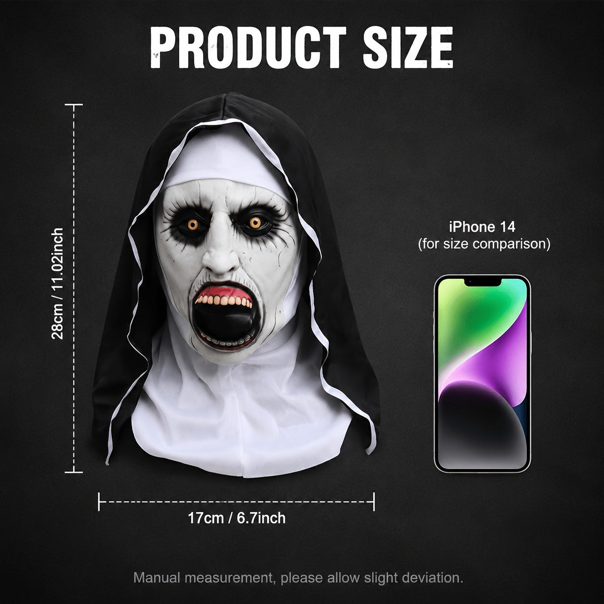 Women's Halloween Latex Nun Mask with Hood