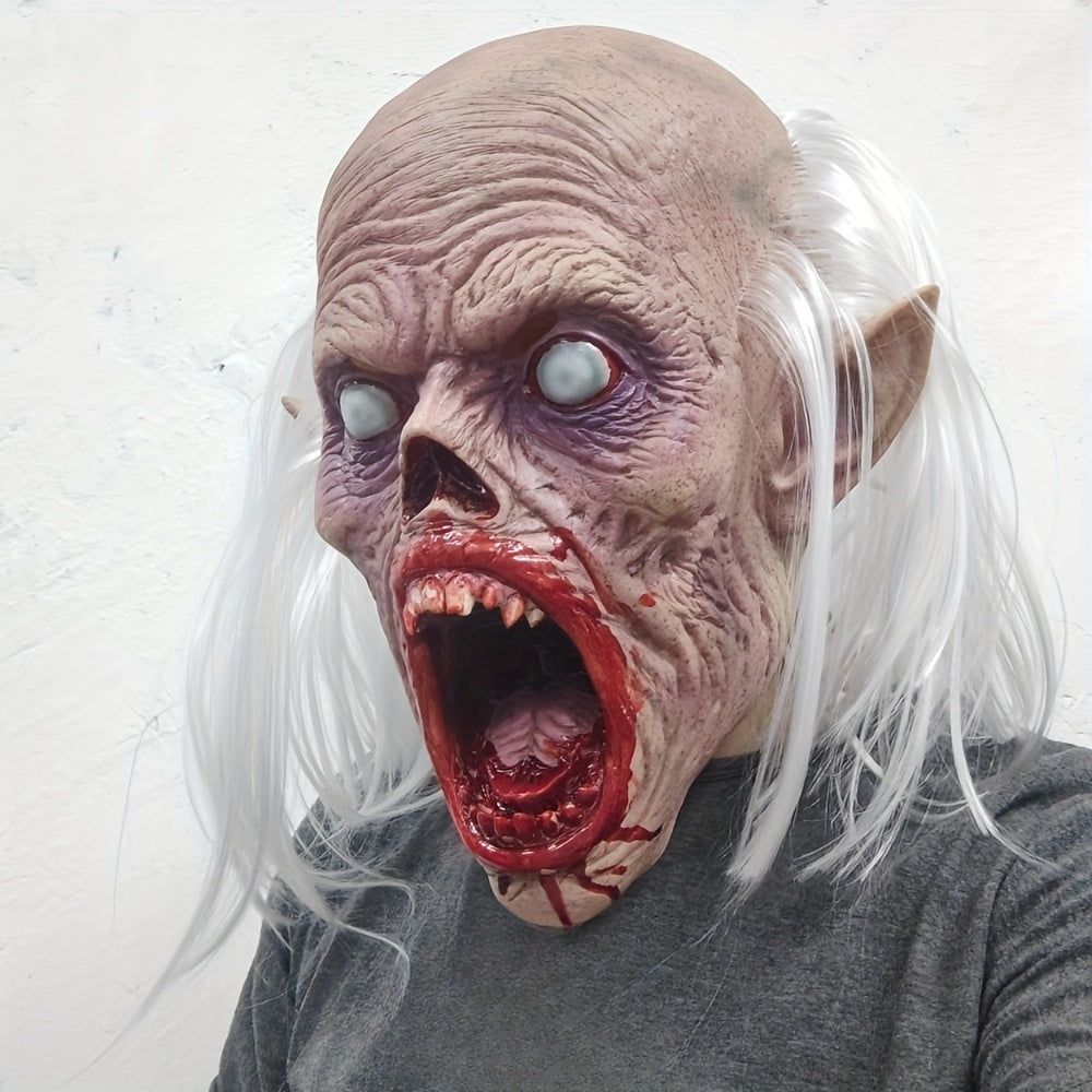Women's Halloween White-Haired Vampire Mask