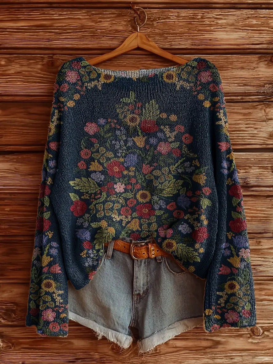 Maplewyn™ | Vintage Floral Tattoo Print Sweater