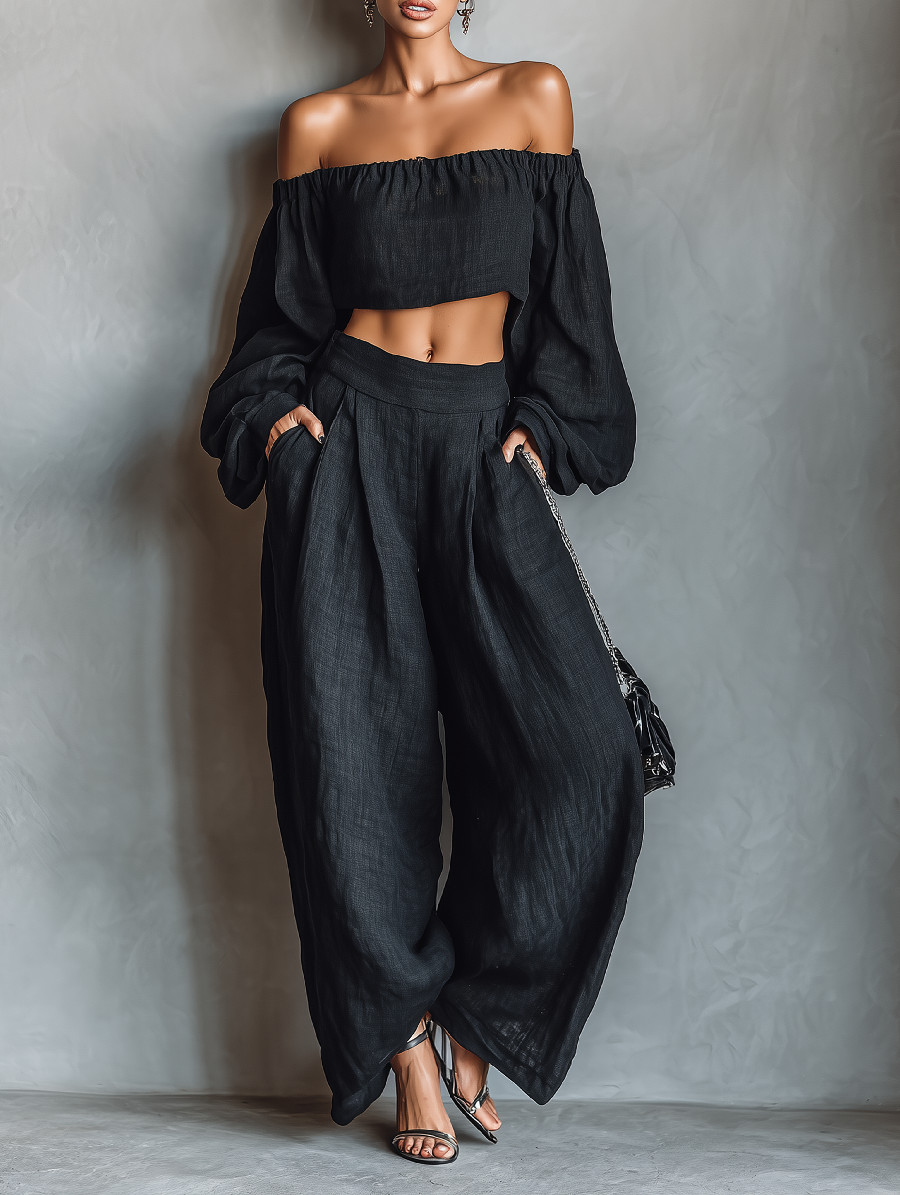 Beatrix™ | Off-Shoulder Crop Top & Wide-Leg Pant Set