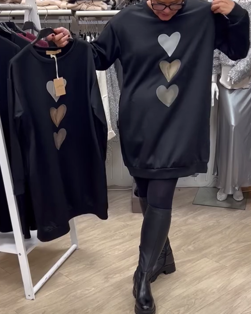 Jane | Elegant Heart Print Sweatshirt
