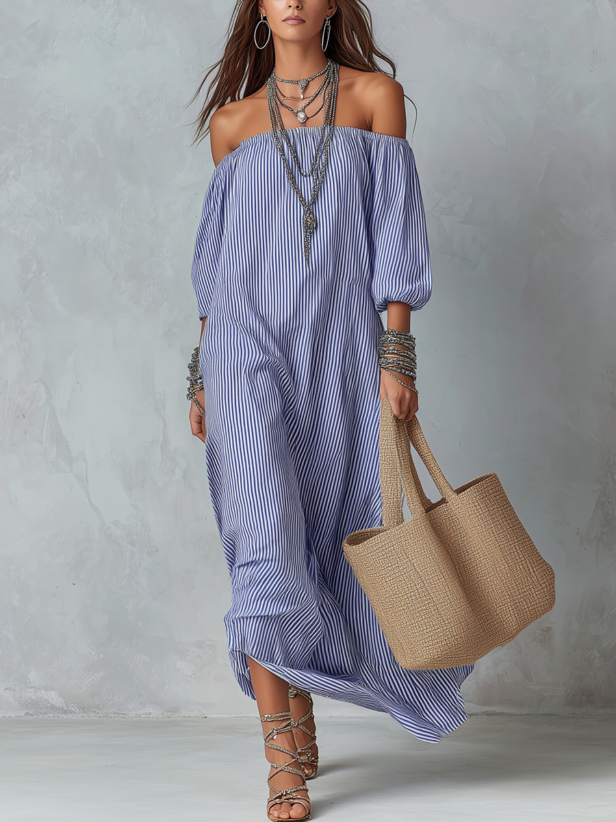 Azara™ | Off-the-Shoulder Loose-Fitting Resort Maxi Dress