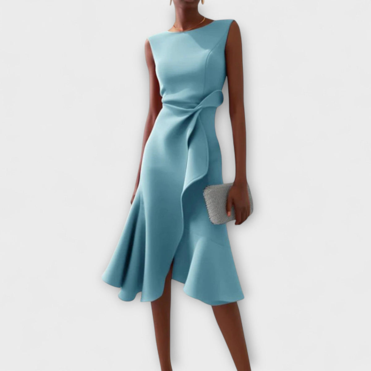 Women’s Draped Asymmetric Midi Dress