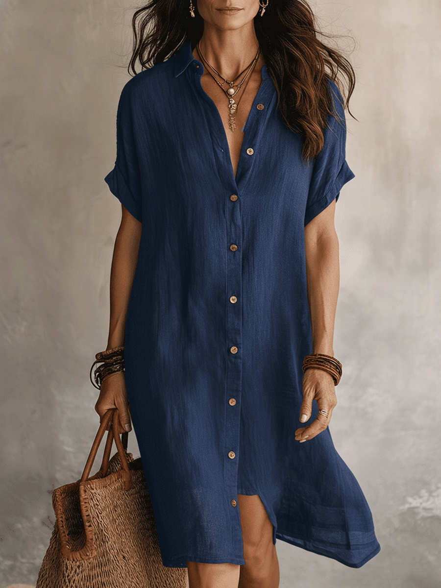 Priscilla™ | Button-Down Midi Shirt Dress