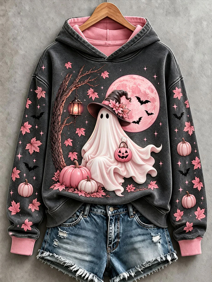 Women's Halloween Vintage Ghost Hoodie