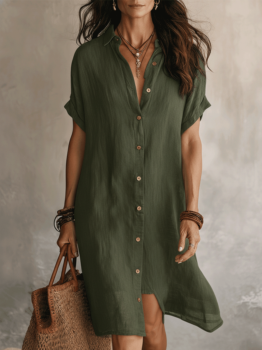 Priscilla™ | Button-Down Midi Shirt Dress