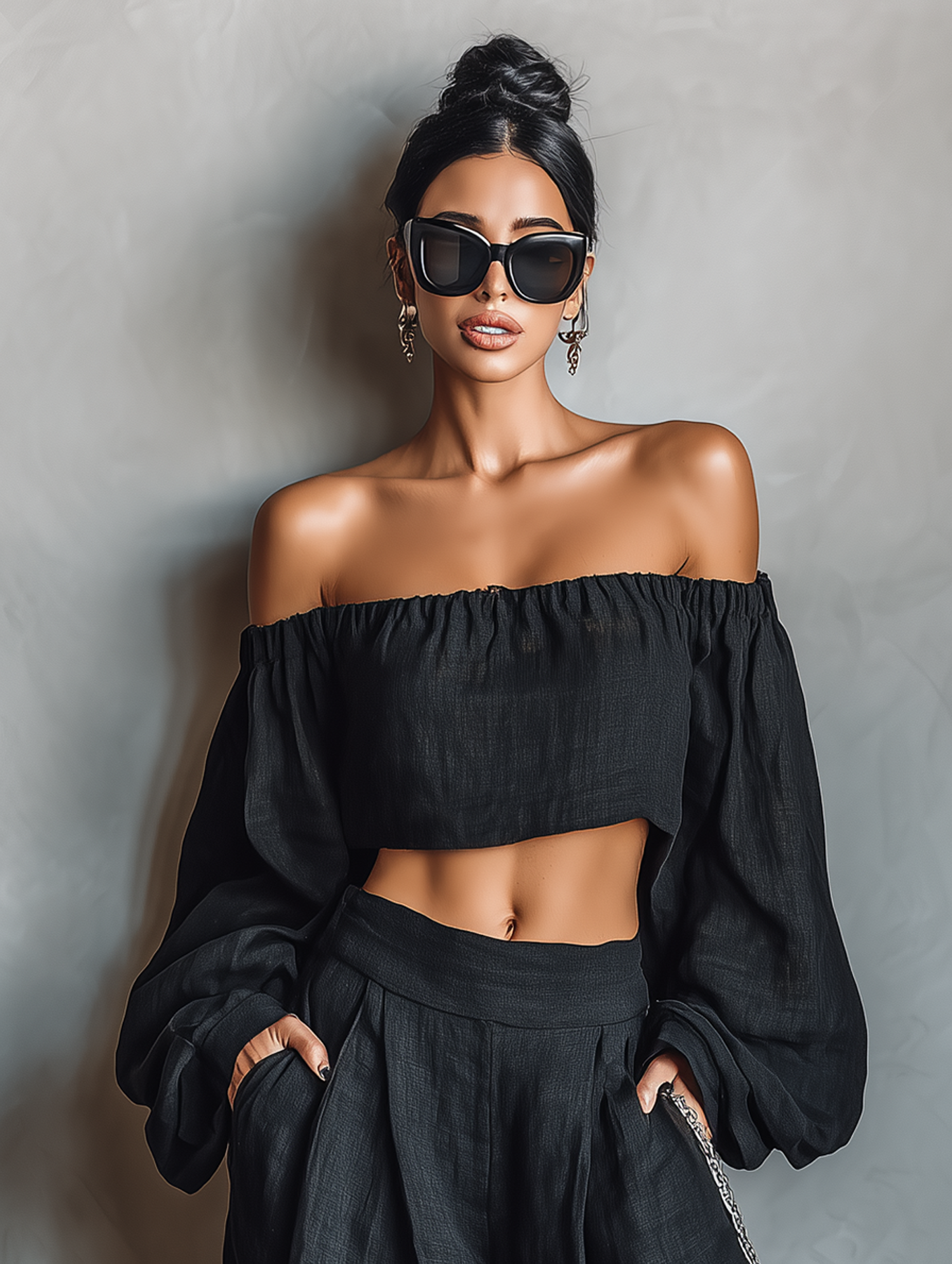 Beatrix™ | Off-Shoulder Crop Top & Wide-Leg Pant Set