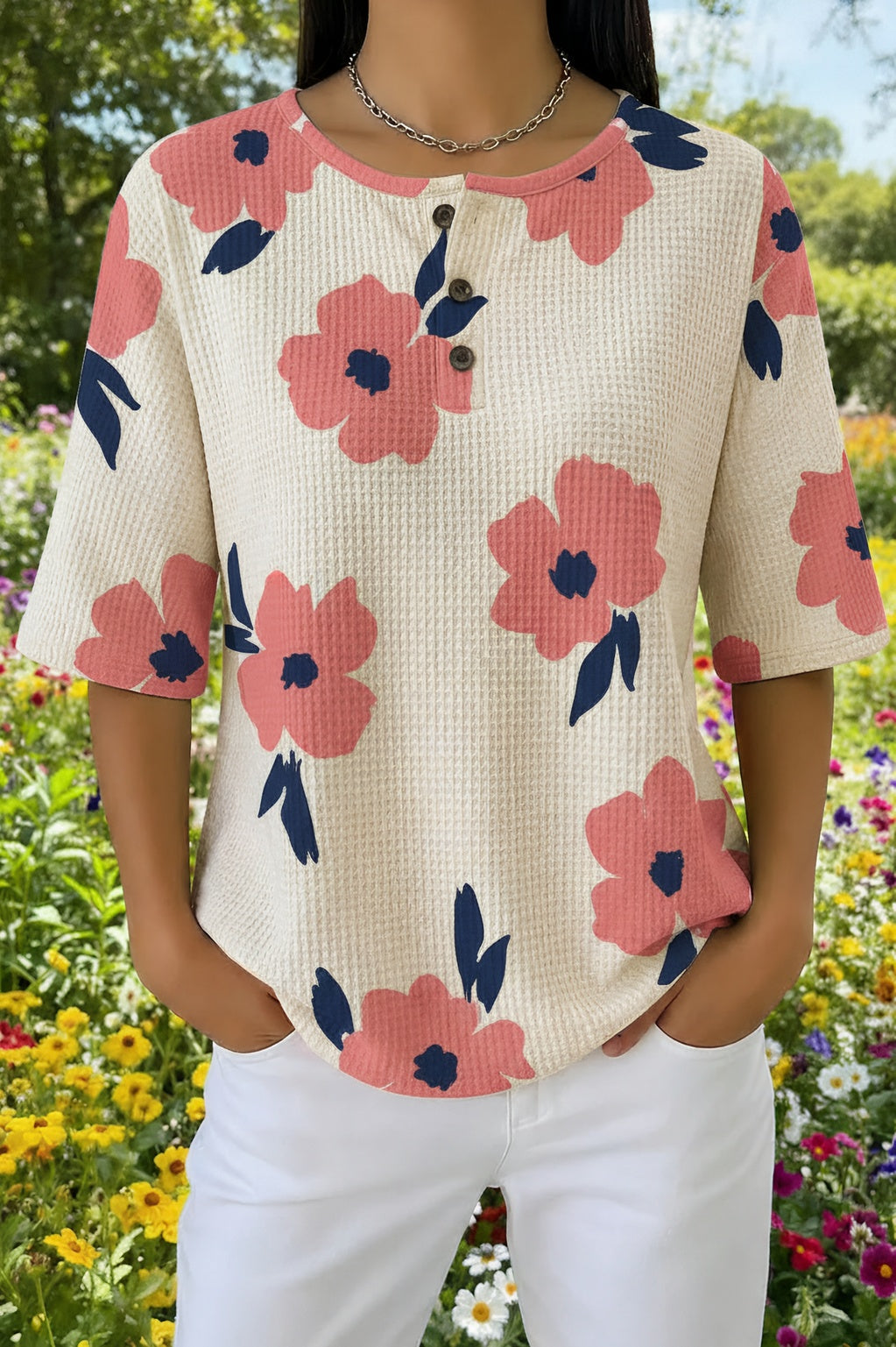 Rosawyn™ | Abstract Floral Print Casual Shirt