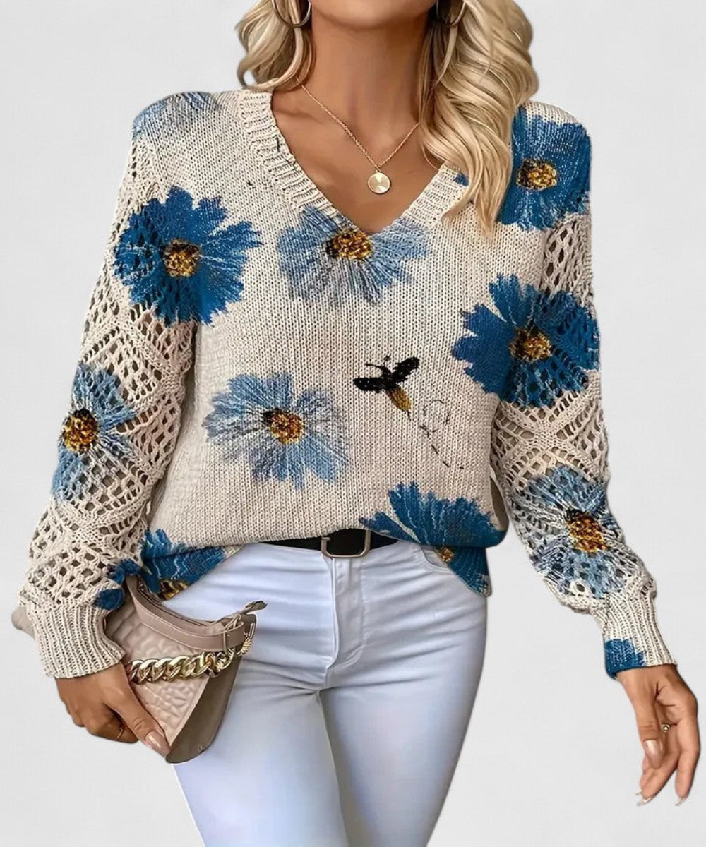 Camille™ | Floral Knit Pullover Sweater