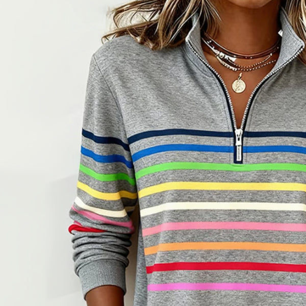 Dawnray™ | Relaxed Colorful Striped Quarter-Zip Pullover