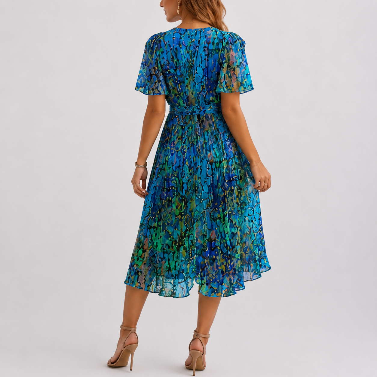 Seraphina™ | Floral Print V-Neck Midi Dress