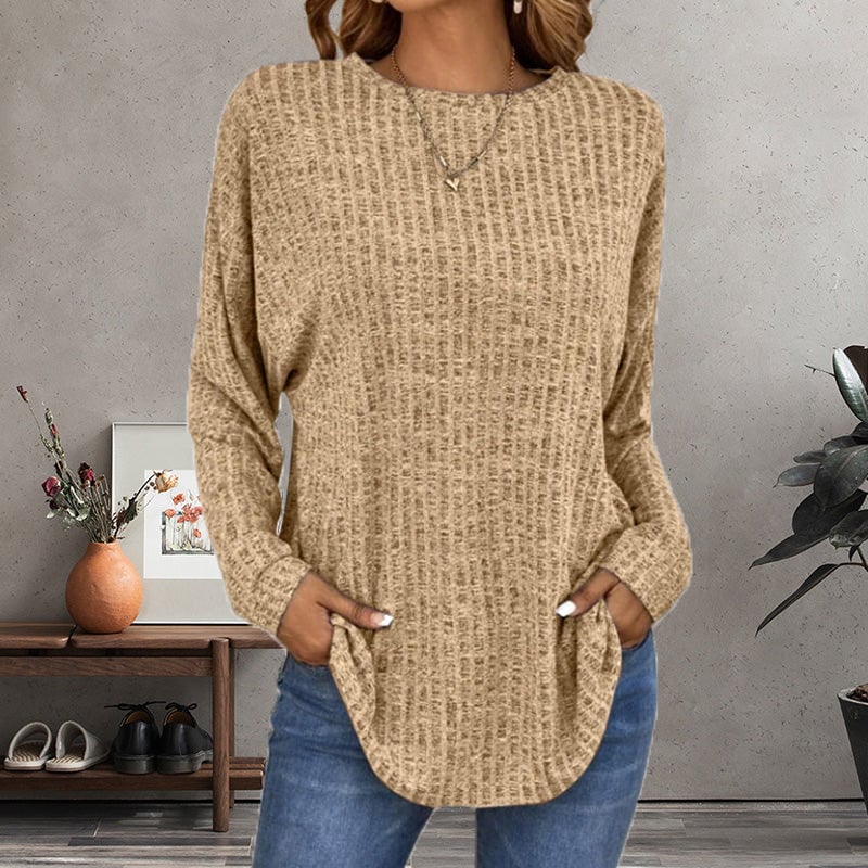 Mossette™ | Relaxed Long Sleeve Waffle-Knit Top