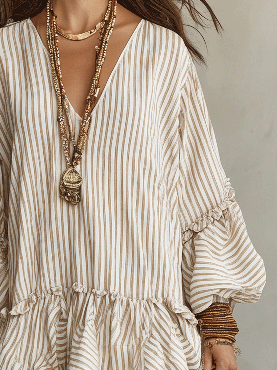 Rafferty™ | Striped Ruffled Boho Mini Dress