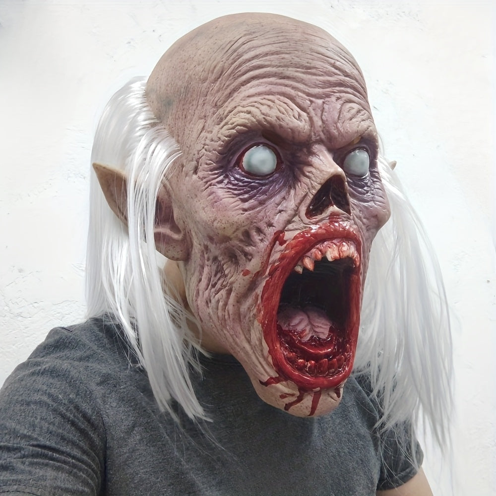 Women's Halloween White-Haired Vampire Mask
