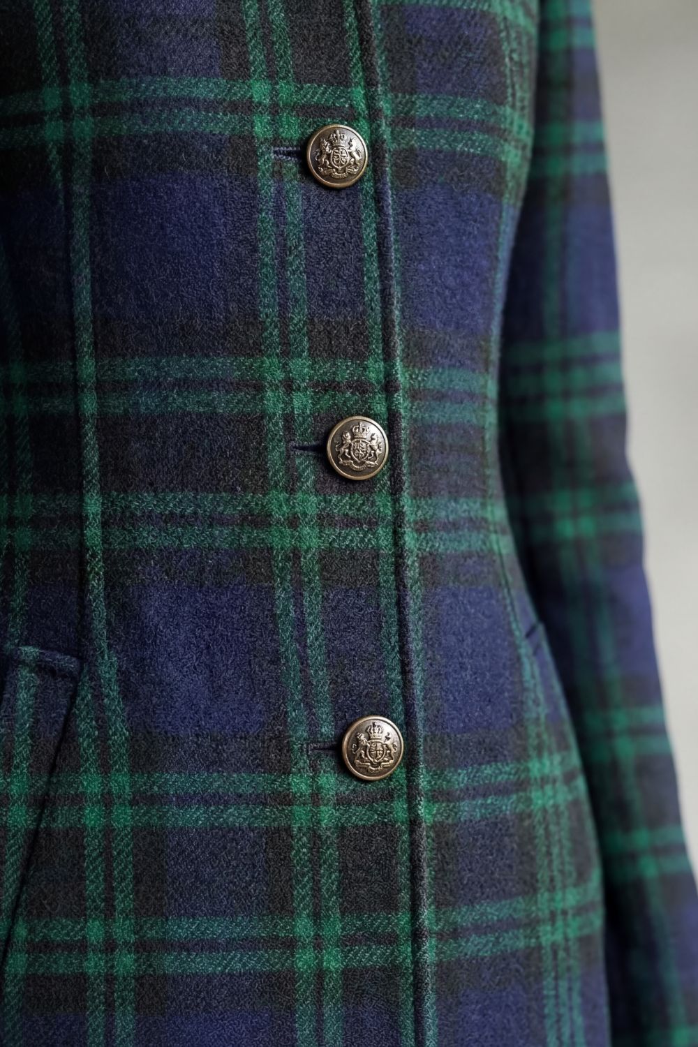 Women's Highland Check Silhouette Wool Blend Coat