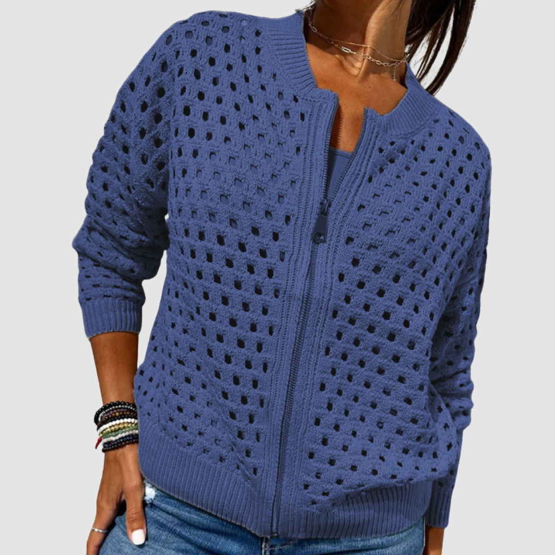 Stellwyn™ | Zip-Up Hollow Knit Cardigan
