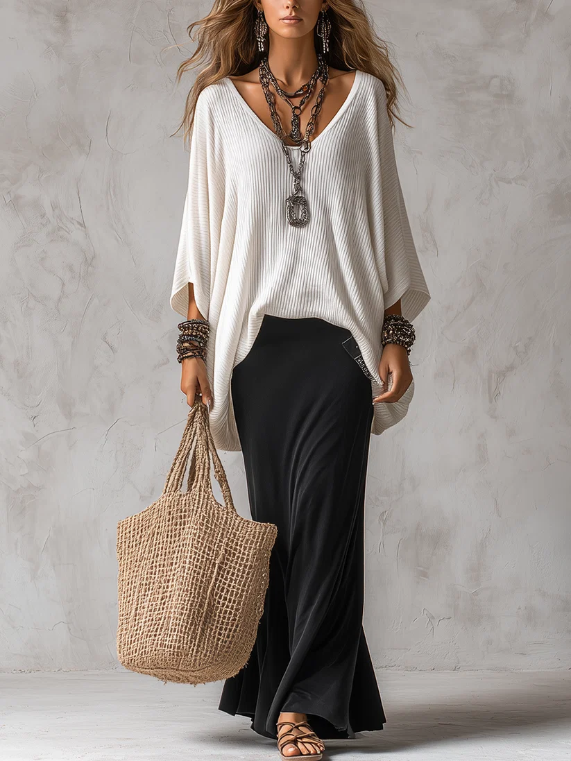 Gisele™ | Two-Piece Batwing Top & Maxi Skirt Set